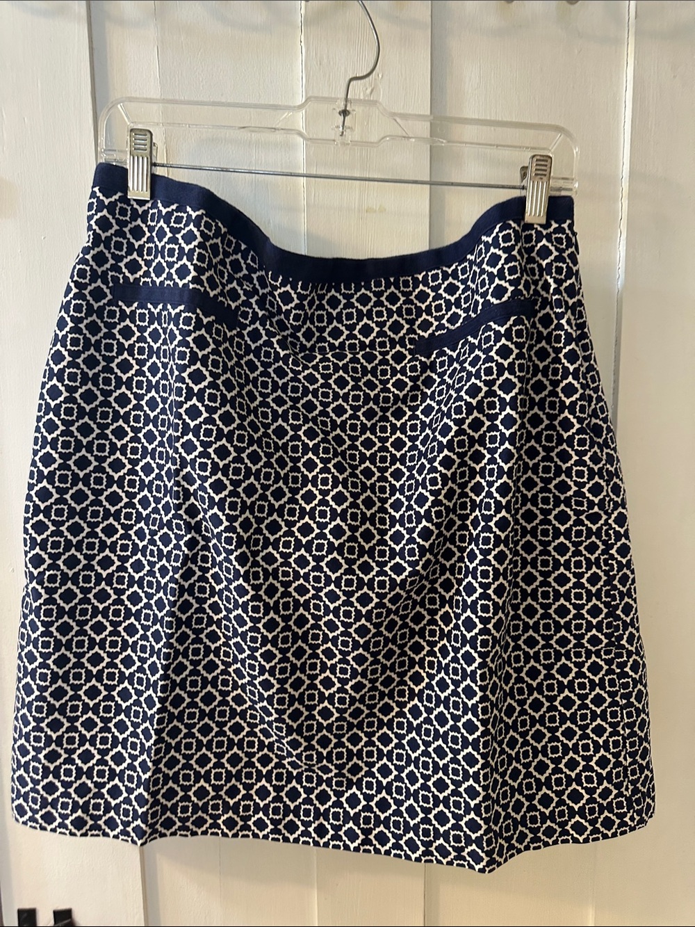 Talbots  Navy and White Patterned A-Line Skirt